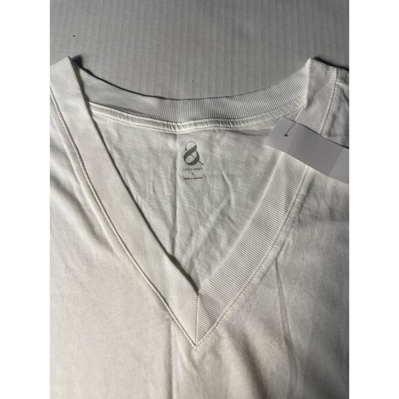 Womens Lou & Grey White V-Neck Tee & Green Elastic Drawstring Skorts Set Tennis - Picture 2 of 14